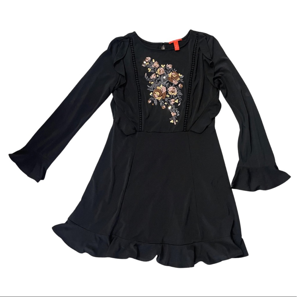 Black floral embellished dress